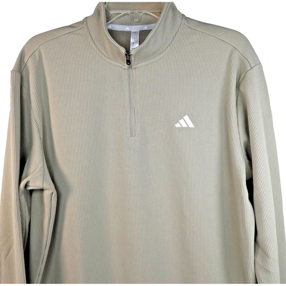 New Men's Adidas Golf Ultimate 365 Textured 1/4 Zip Pullover Medium Putty Beige